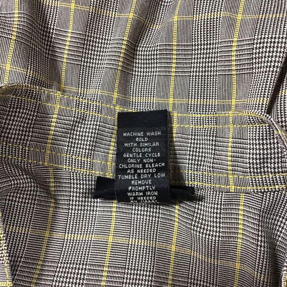 VTG Lane Bryant Womens 24 Blouse Top Peplum Gray Yellow Plaid 3/4 Sleeve Button - Picture 6 of 7